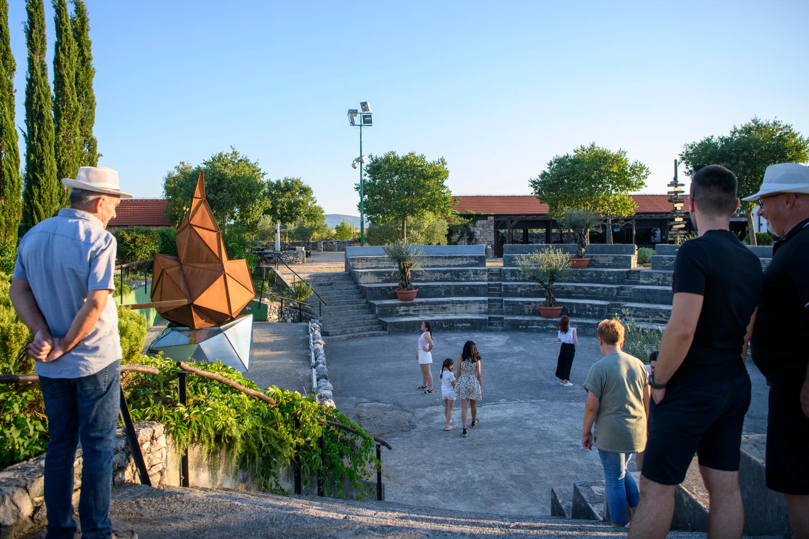 Tour guide with group